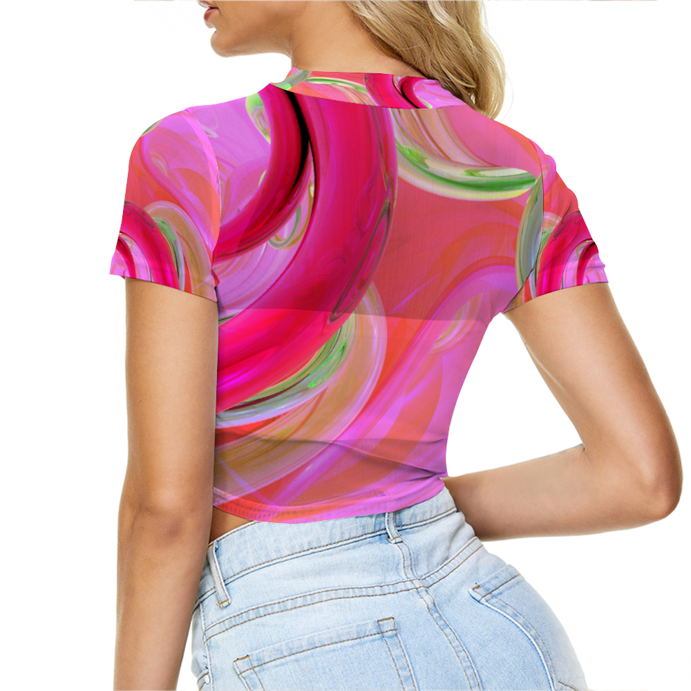 Pink Swirl Sheer | Mesh Crop Top