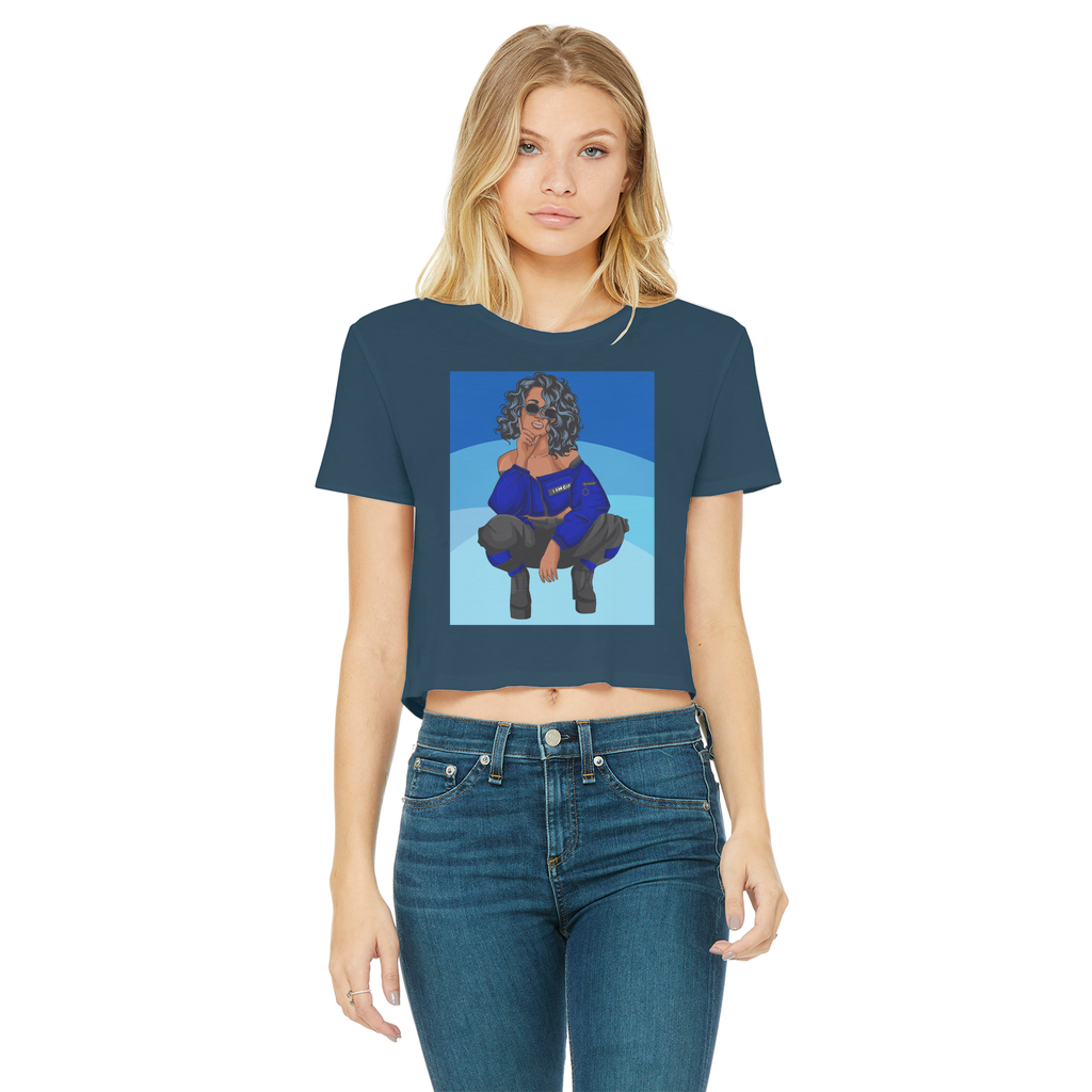 Bluu Classic | Women's Cropped Raw Edge T-Shirt