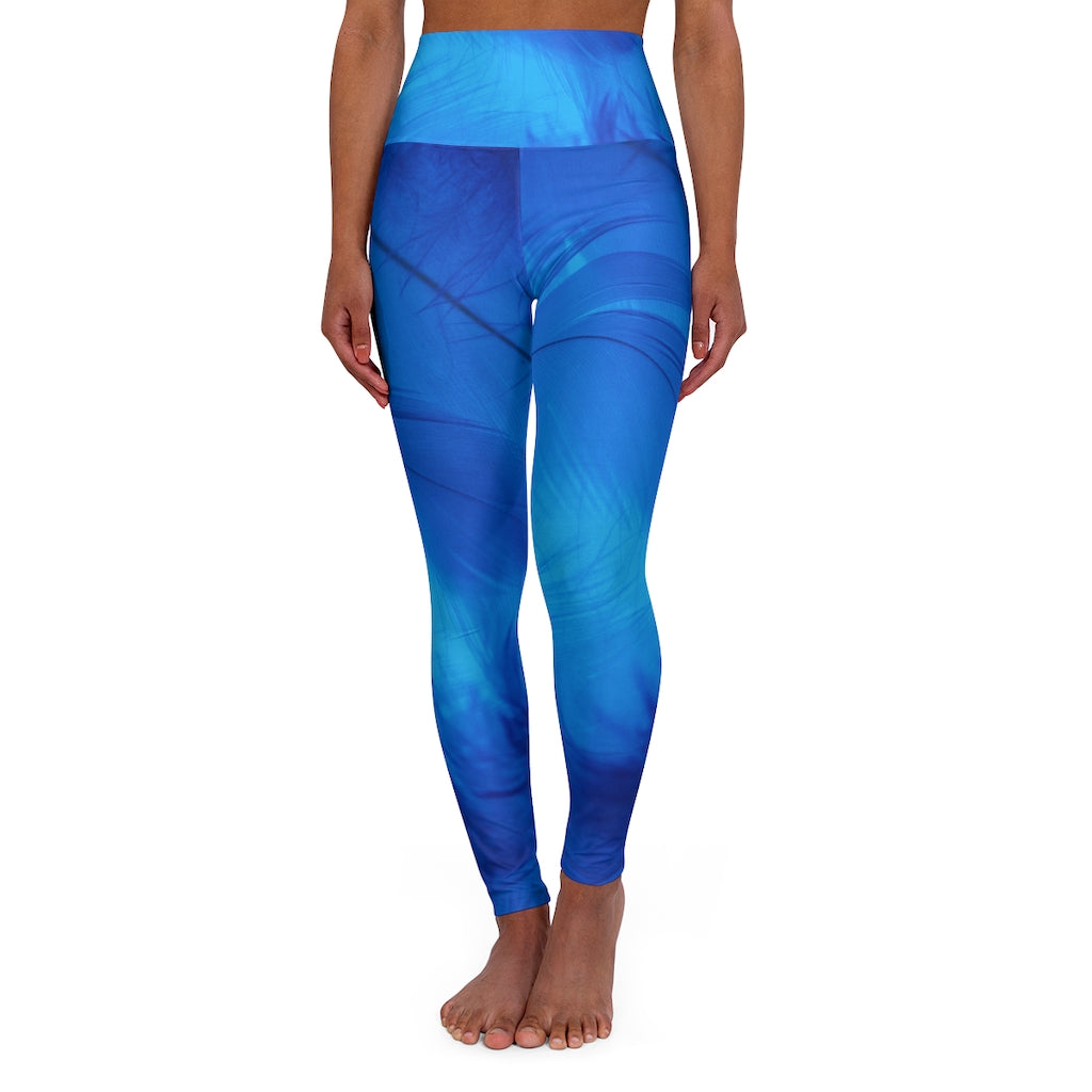 Blue Feather | High Waisted Yoga Leggings