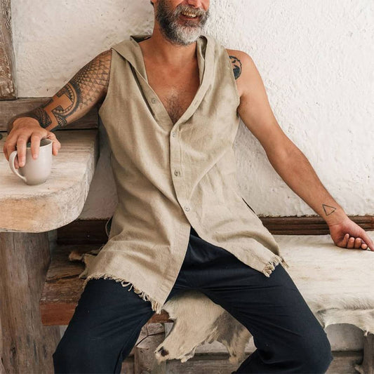 Men's Linen | Sleeveless Hoodie