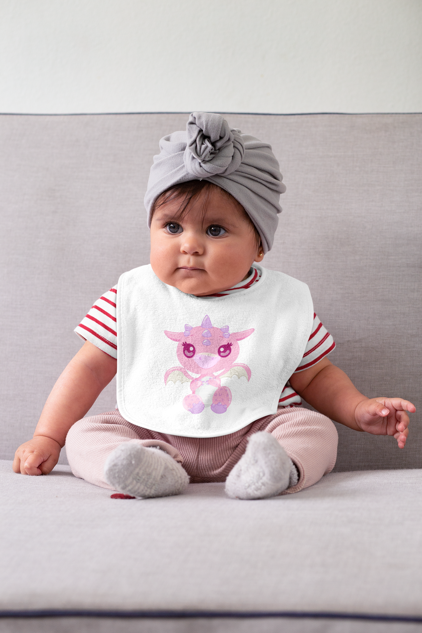 Pink Dragon | Fleece Baby Bib