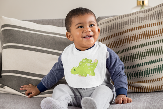 Green Dinosaur | Fleece Baby Bib