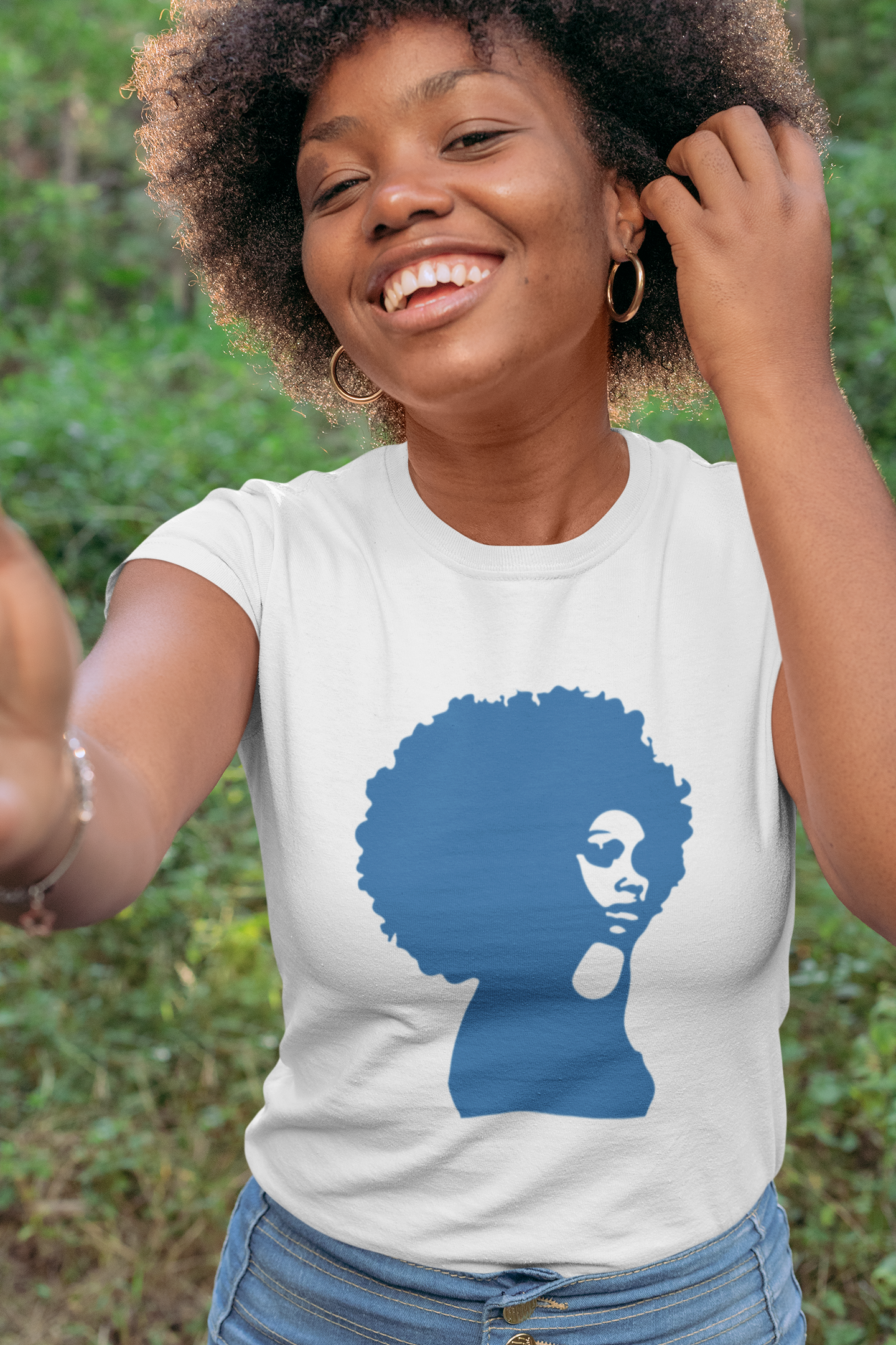 Blue Afro | Women's Short Sleeve Tee