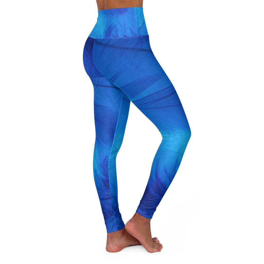 Blue Feather | High Waisted Yoga Leggings