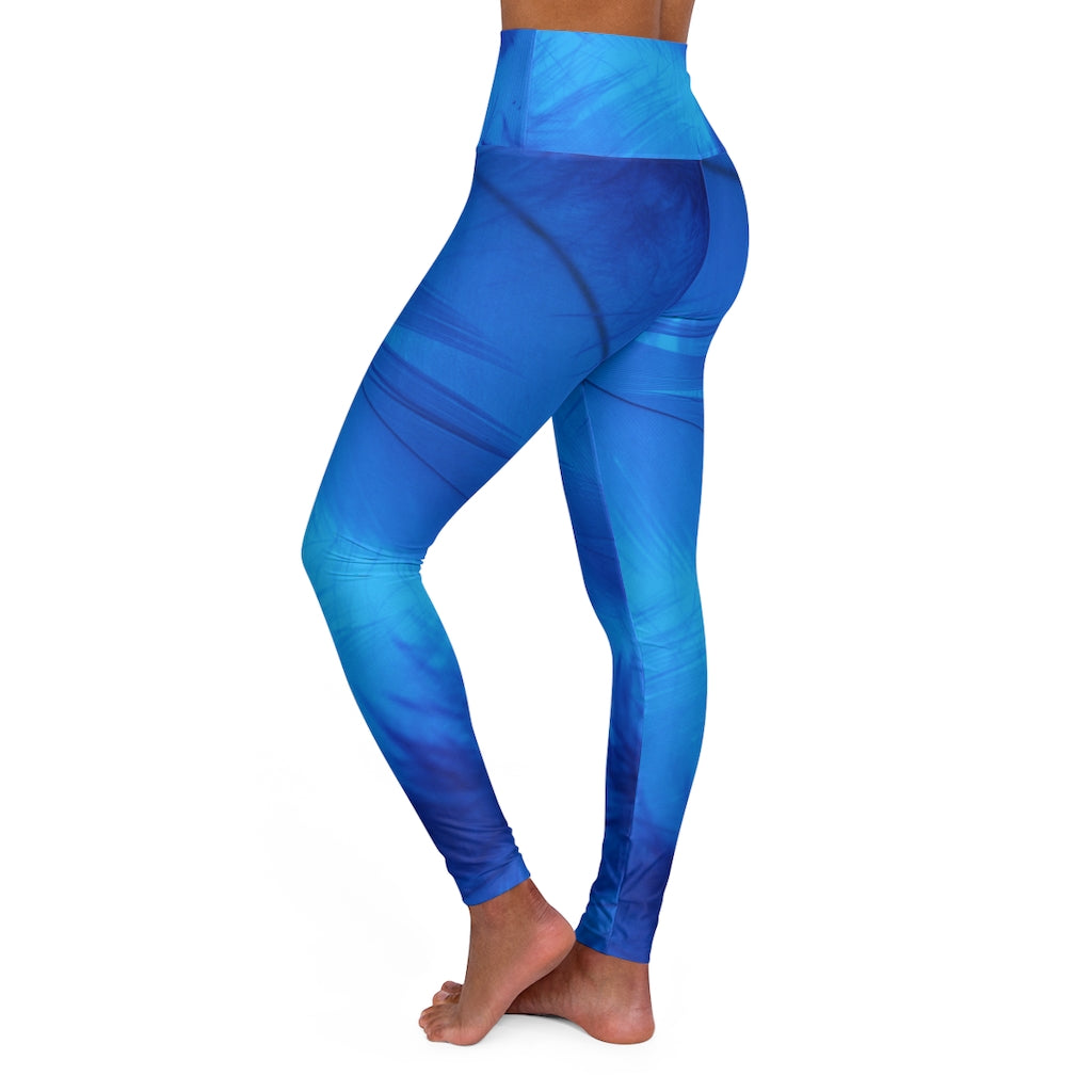 Blue Feather | High Waisted Yoga Leggings