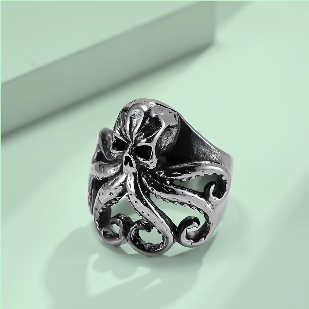 Men's Vintage Titanium | Steel Octopus Ring