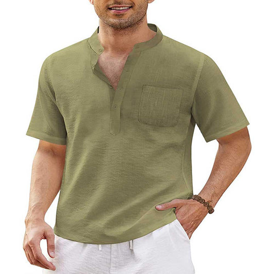 Men's Cotton Linen | Casual Short Sleeve Shirt