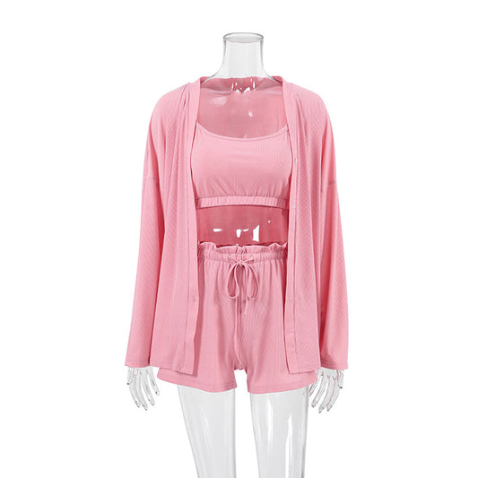 Women's Three-Piece Short Pajamas | Loungewear Set