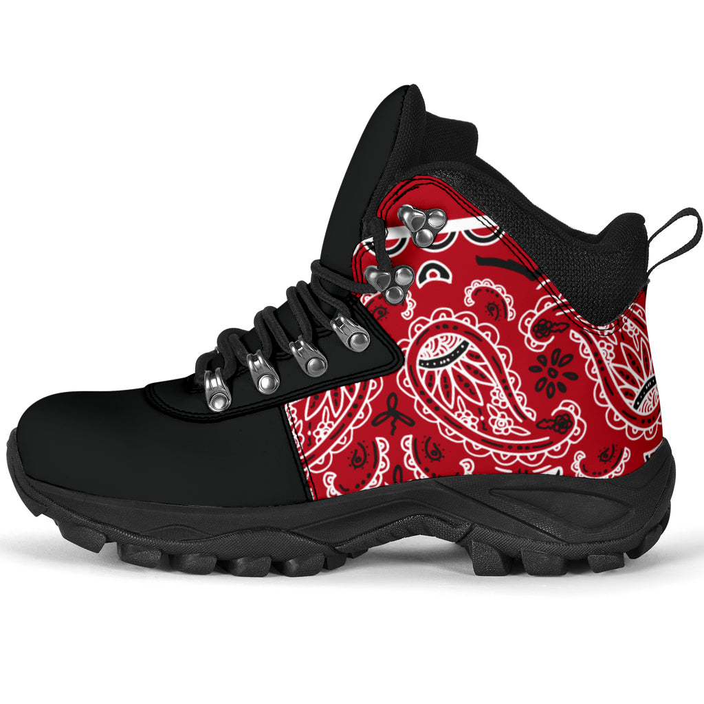 Unisex | Red Bandana Alpine Lace Up Boots