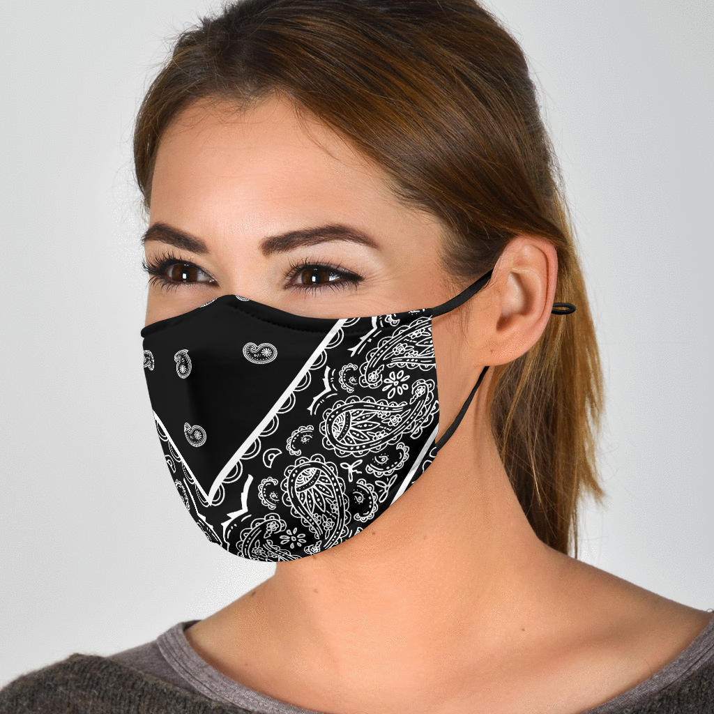 Adjustable Black Bandana Mask/5 Layer Filters