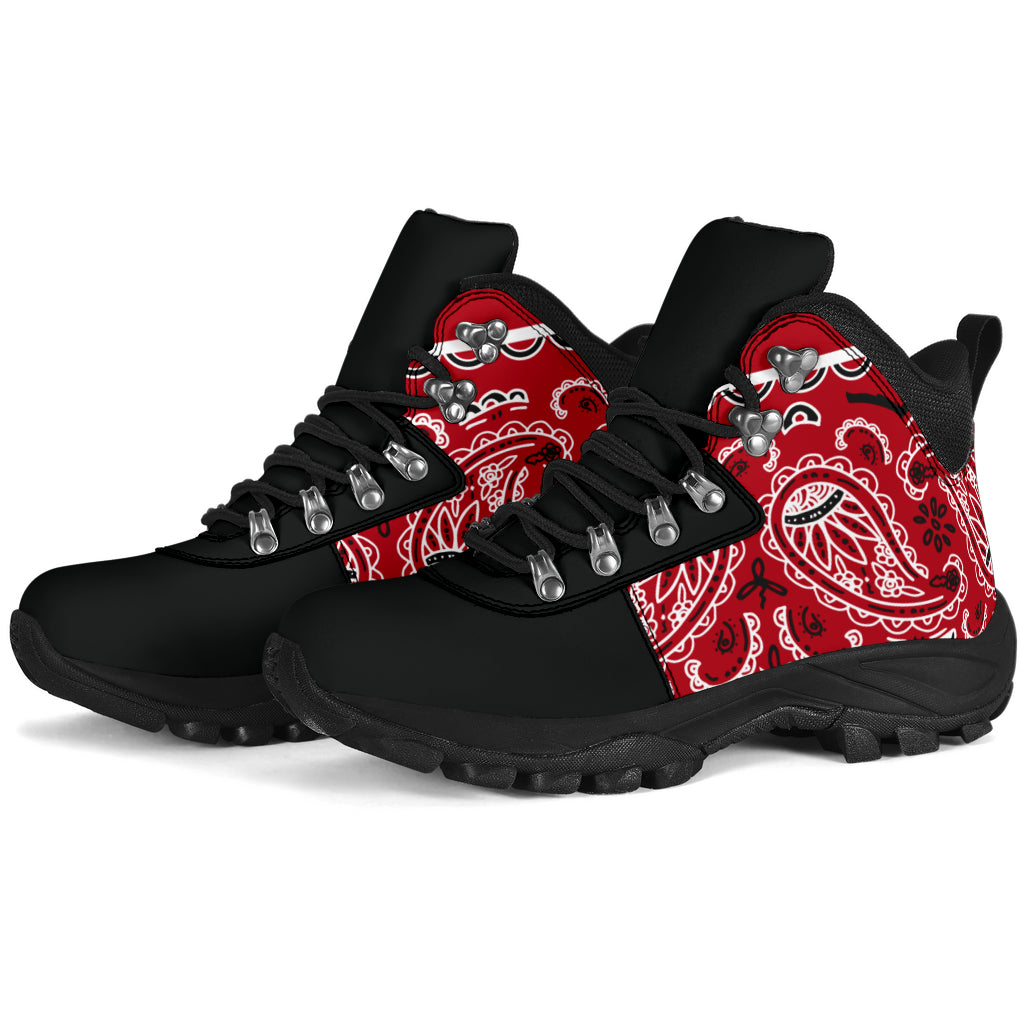 Unisex | Red Bandana Alpine Lace Up Boots