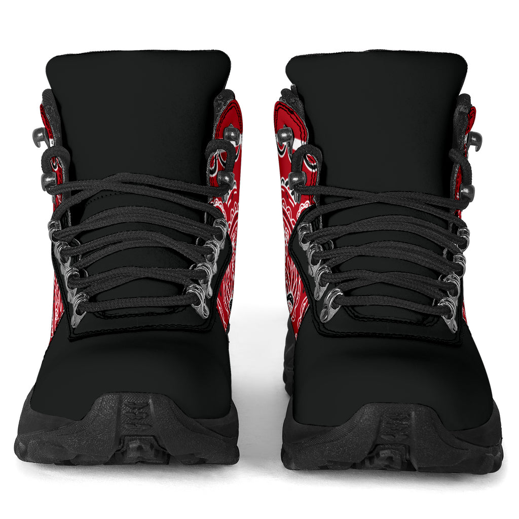 Unisex | Red Bandana Alpine Lace Up Boots