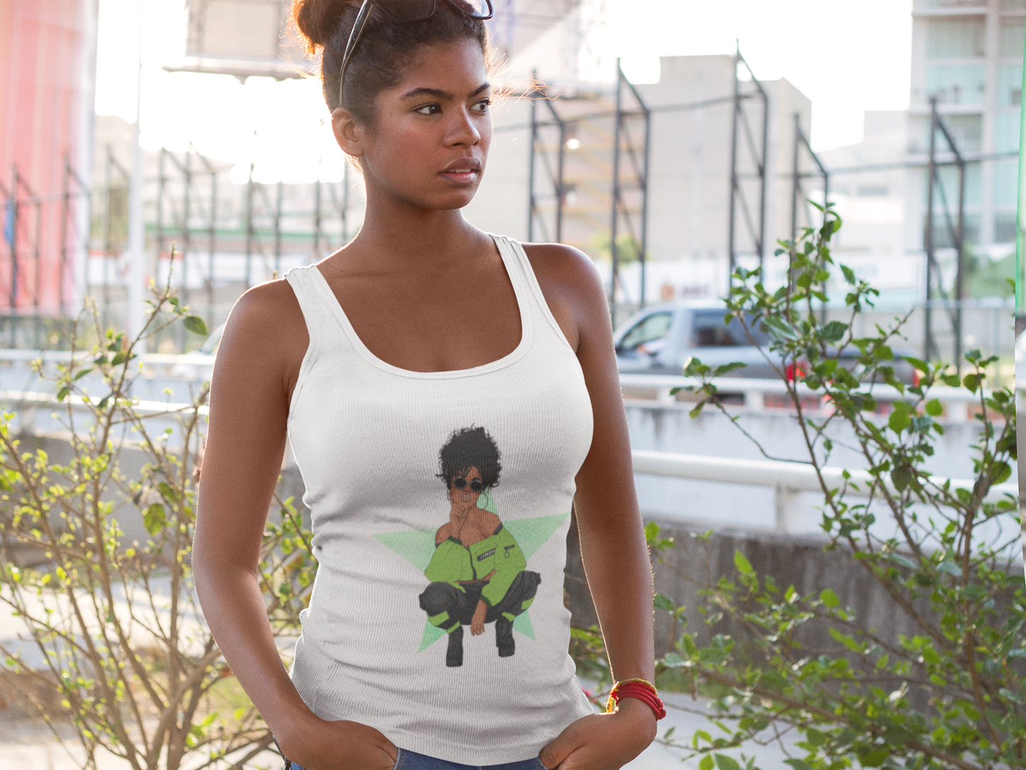 Green Star | Women's Racer-back Tank