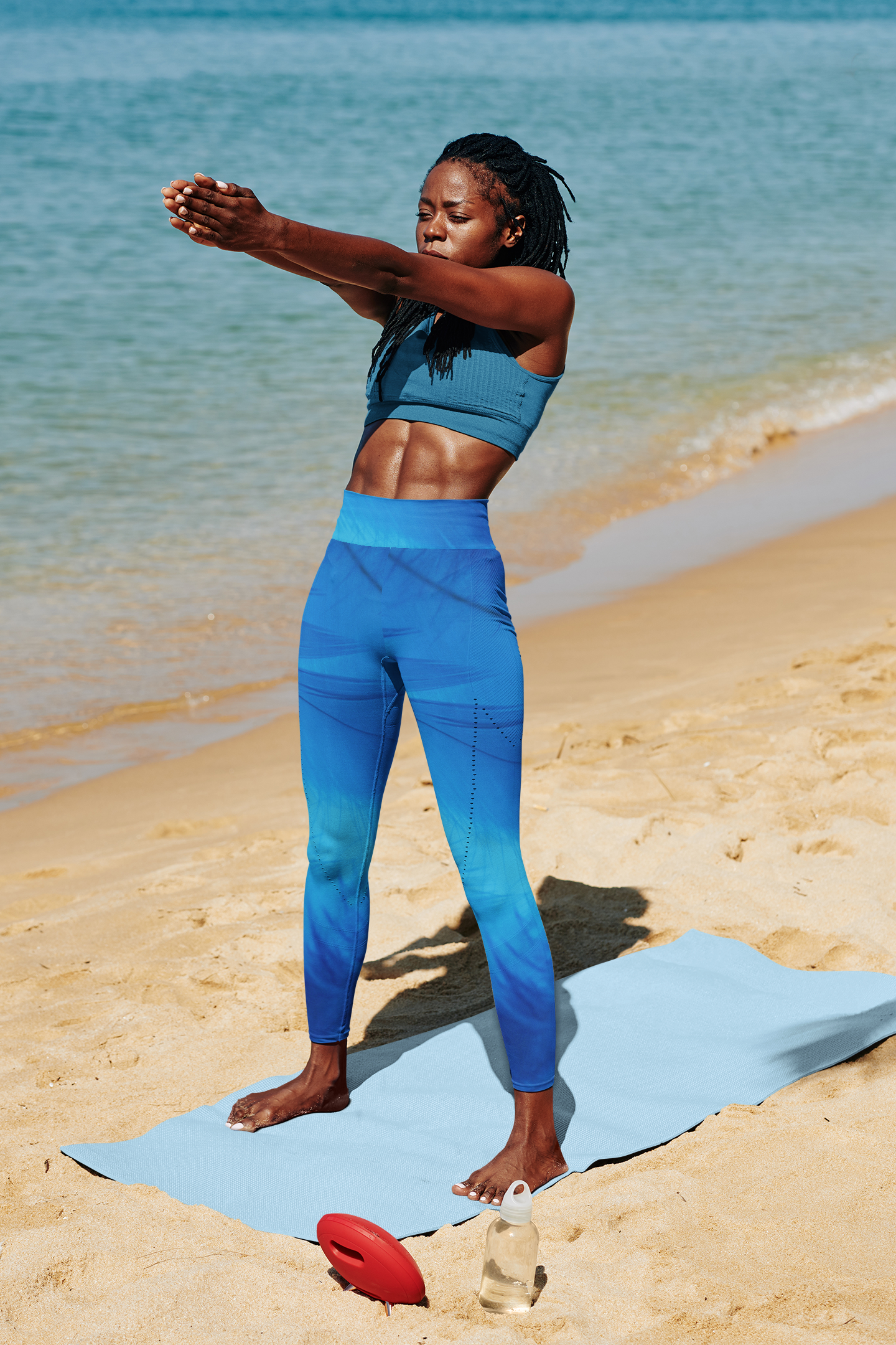 Blue Feather | High Waisted Yoga Leggings